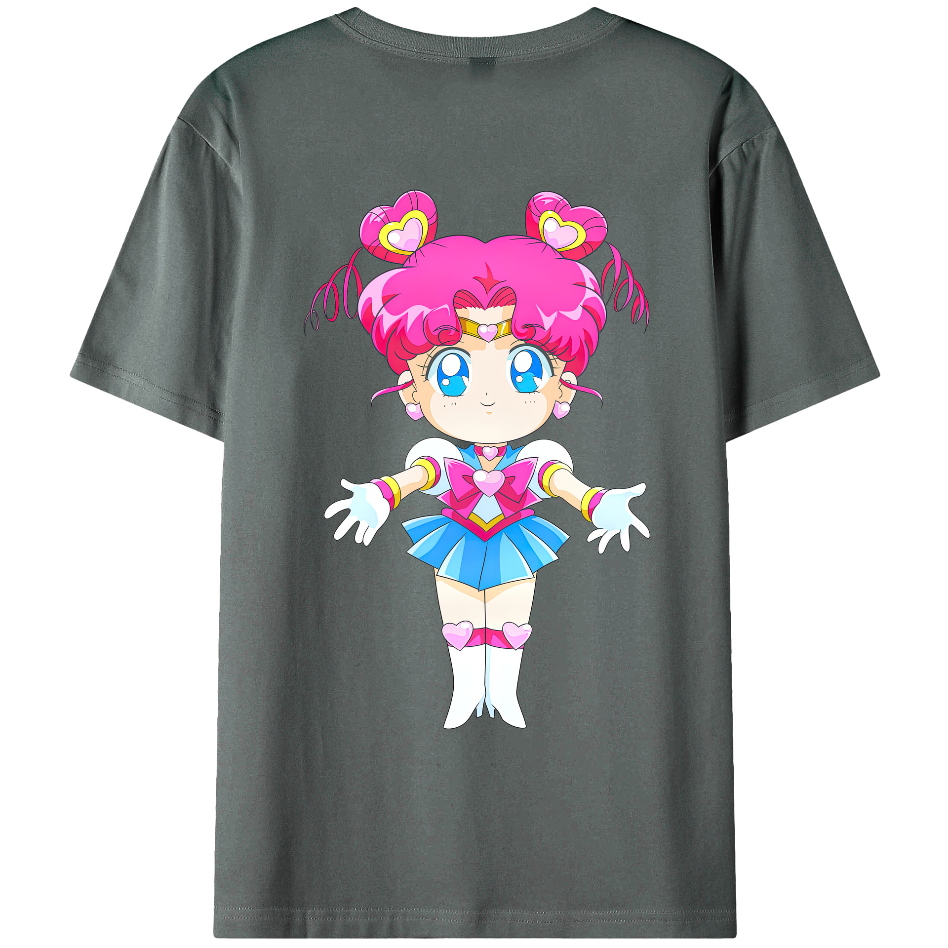 （画像用） 美少女戦士セーラームーン ちびうさ Sailor Moon Chibiusa Tsukino Usagi Small Lady Serenity 綿100％ メンズ半袖Tシャツ（バックプリント） 通気性